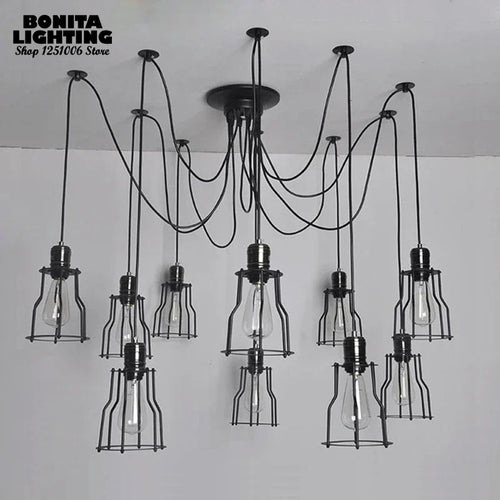 suspension vintage en fer design cage à vent - vue 4 sur 13