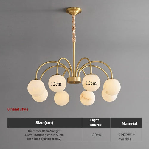 suspension moderne en cuivre et marbre naturel pour un éclairage luxueux - vue 8 sur 8