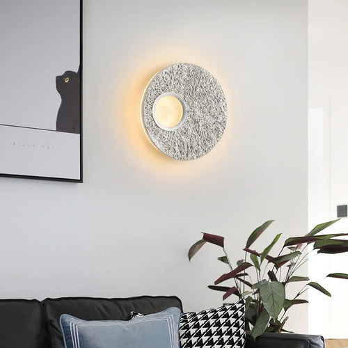 applique murale led design nordique en forme de lune en résine décorative - vue 4 sur 8