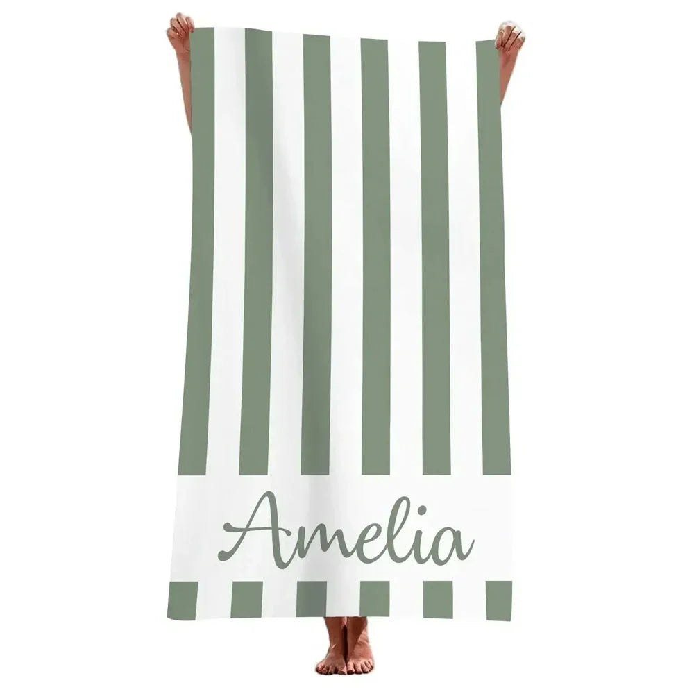 serviette de plage rayée personnalisée microfibre absorbante été - vue 4 sur 5