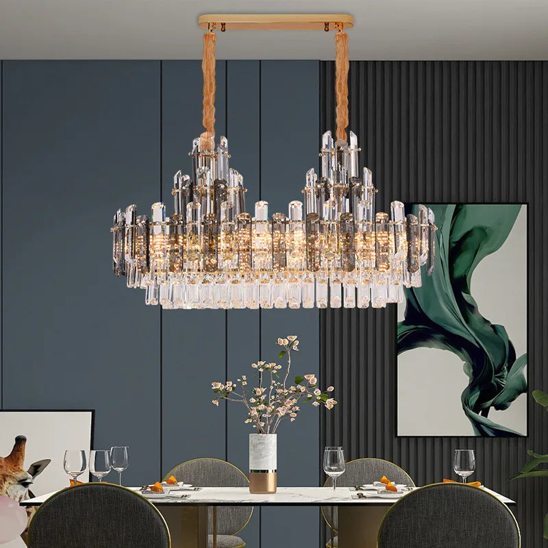 lustre suspendu ovales en cristal à led dimmable tendance 2022 - vue 6 sur 11