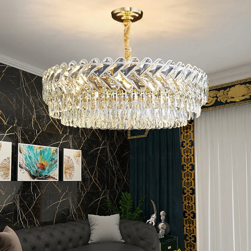 Moderne luxe cristal Led lustres salon décor Led Suspension lampe salle à manger Villa Suspension Luminaire Luminaire