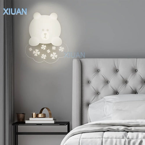 applique murale ours blanc lumière étoile lune pour enfants - vue 4 sur 9