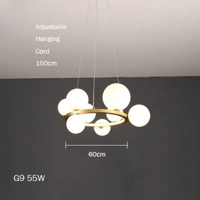 lustre en verre au design moderne avec bulles artistiques - vue 10 sur 18