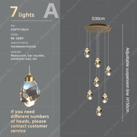 lustre moderne haut en cristal pour éclairage raffiné