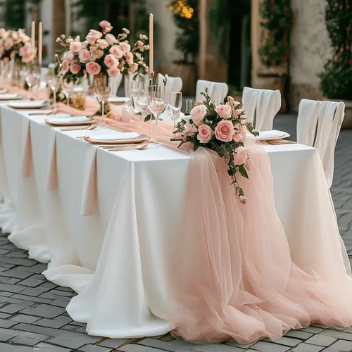 Chemin de table gaze transparente décoration mariage fête élégante
