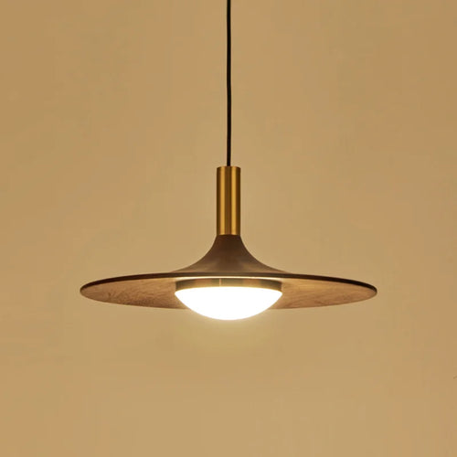soucoupe volante led en bois massif cuivre éclairage suspendu - vue 2 sur 9