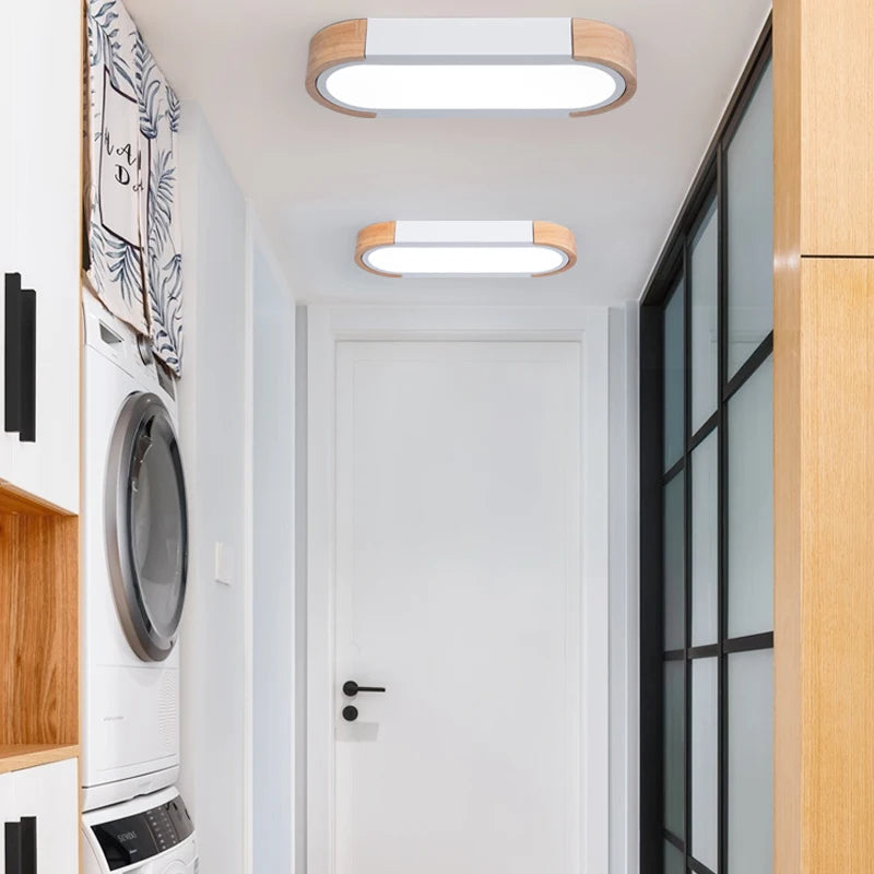 plafonnier led dimmable en bois pour divers espaces