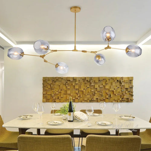 lustre à led moderne en verre à bulles design élégant pour intérieur - vue 4 sur 10