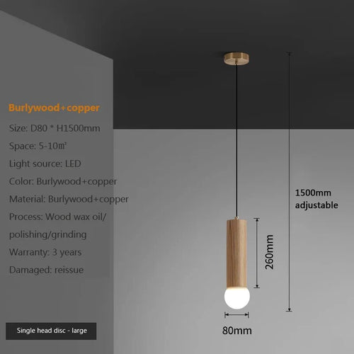 suspension noyer lustre chinois barre tête lampes - vue 14 sur 13