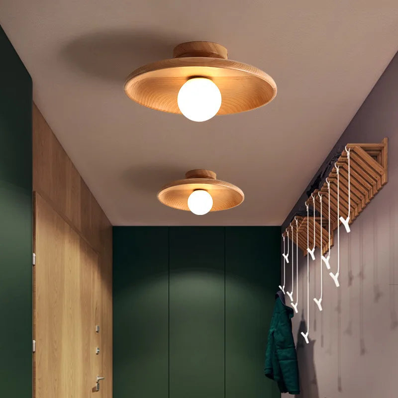 Plafonnier nordique plafonnier rond en bois pour vestiaire chambre salle d'étude couloir enfant maison intérieur éclairage de haute qualité