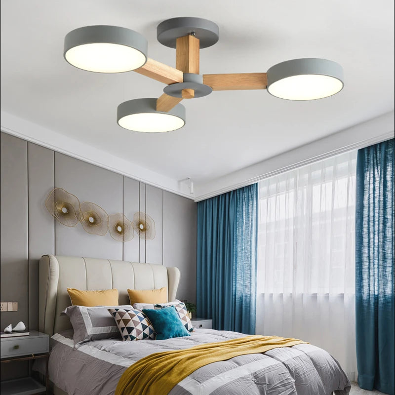 Plafonnier Led en bois au design moderne - vue 4 sur 15