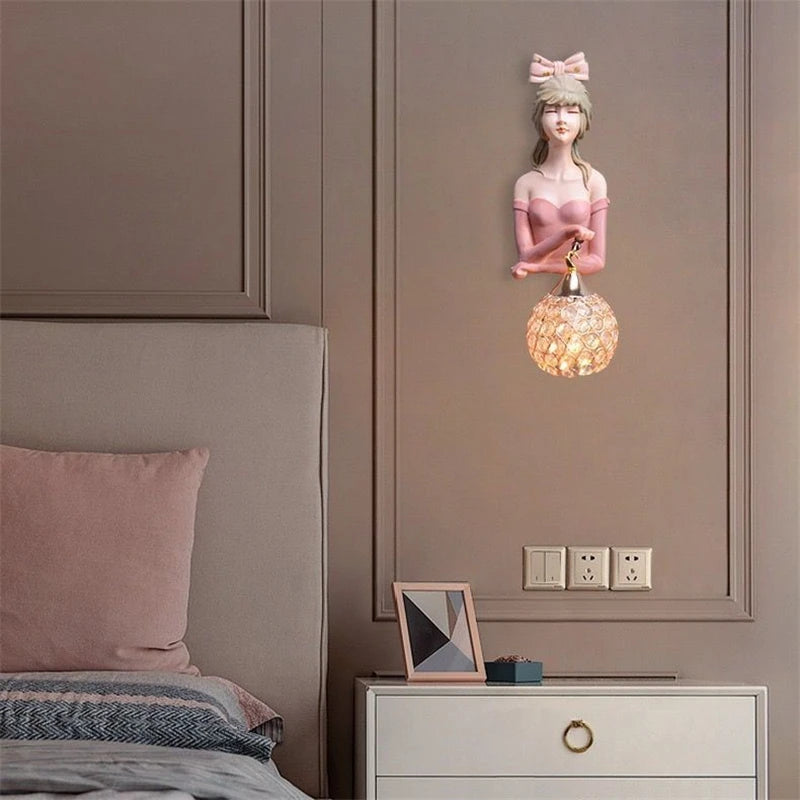 applique murale led moderne en résine pour belle fille