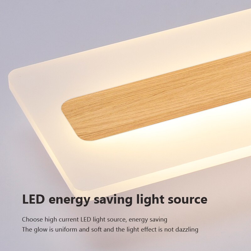 Plafonnier lumière led bois minimaliste déco entrée couloir vestiaire - vue 7 sur 16