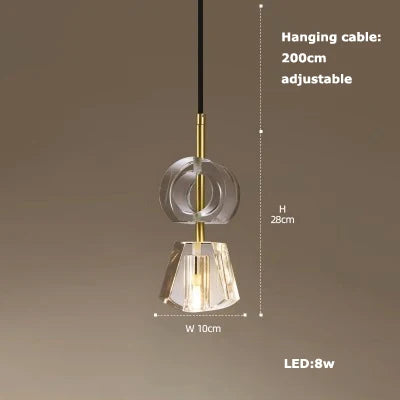 suspension en verre cristal art déco avec éclairage led - vue 19 sur 25