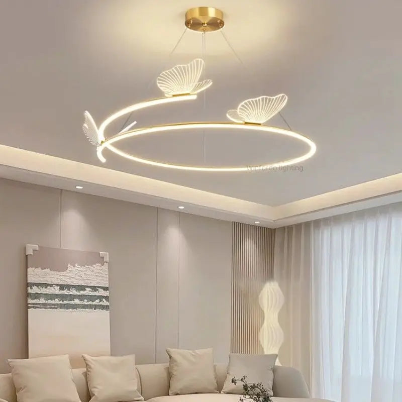 Lustre design LED rond en forme de papillon