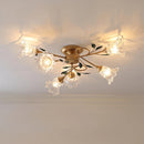 luminaires de plafond style pastoral romantique français en laiton fer et verre