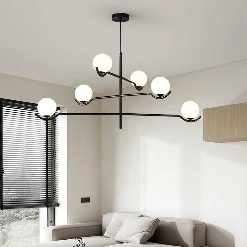 lustre en verre blanc design moderne pour intérieur élégant - vue 3 sur 9