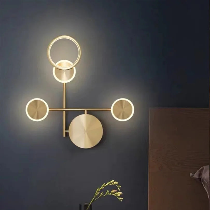 Applique murale design LED décoratif doré maison - vue 6 sur 9