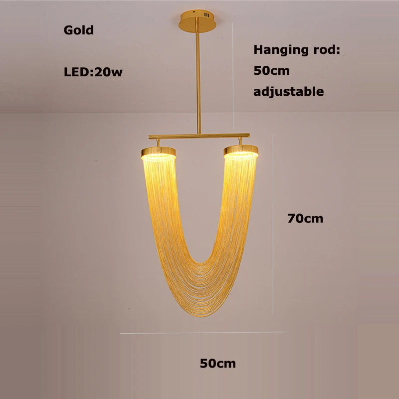 lustre art déco led dimmable en aluminium doré design moderne élégance - vue 9 sur 21