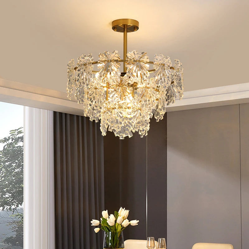 lustre moderne en cristal avec fleurs luminaire suspendu