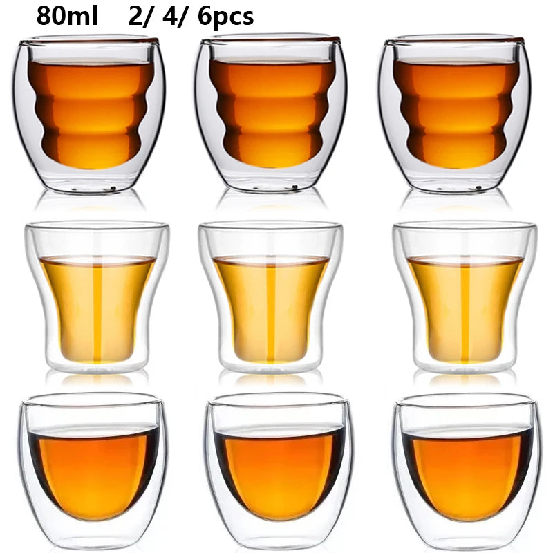 Ensemble tasses expresso double paroi verre 80ml - vue 2 sur 7