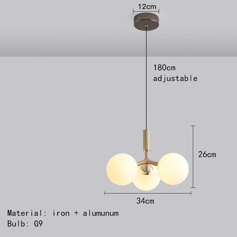 lustre nordique minimaliste magic bean 9 en verre led suspension
