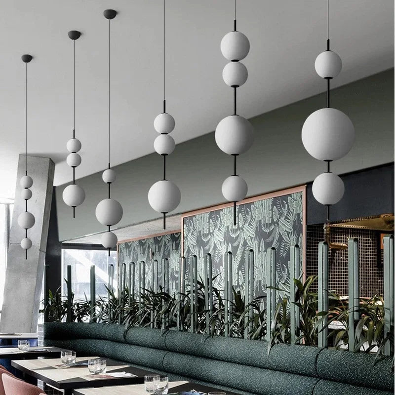 Modern minimalist restaurant chandelier, living room decoration Nordic white glass kitchen island, bedroom lighting chandelier - vue 2 sur 9