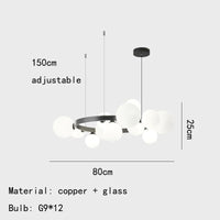 suspension moderne à anneau en laiton et verre blanc