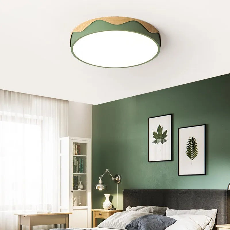 Plafonnier LED nordique moderne Macaron rond rond bord géométrique plafonniers salon chambre Luminaire décoratif d'intérieur