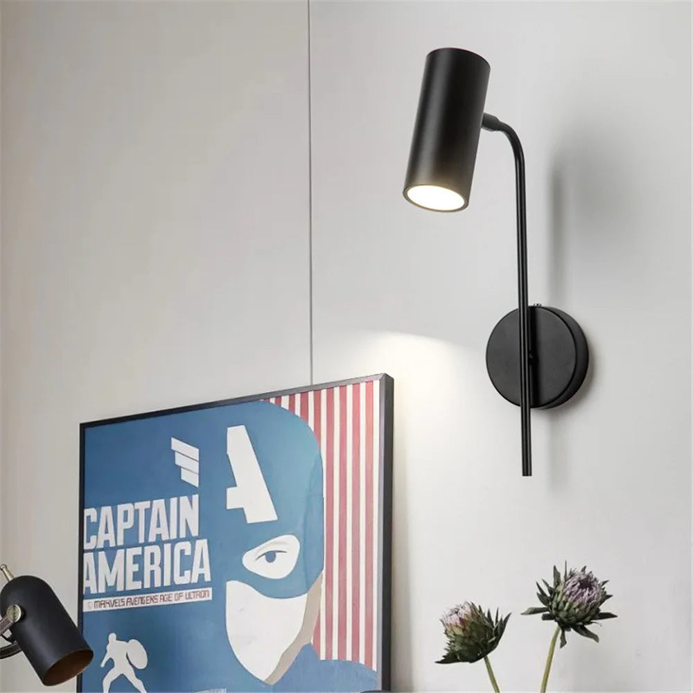 applique murale moderne rotative led avec long pôle interrupteur - vue 6 sur 10