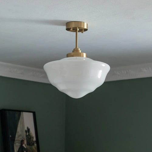 suspension led en verre avec prise en cuivre nordique moderne - vue 4 sur 28