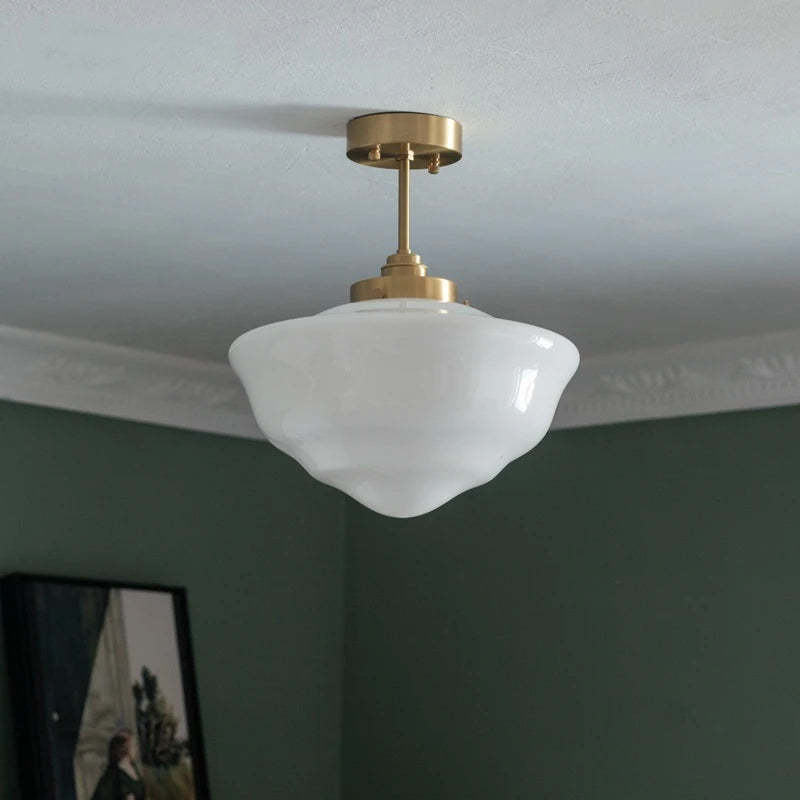 suspension led en verre avec prise en cuivre nordique moderne - vue 3 sur 28