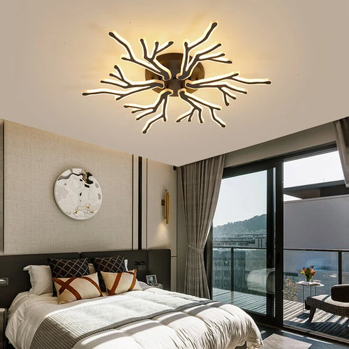 lustre créatif en forme de branche moderne en fer pour décoration intérieure - vue 4 sur 16