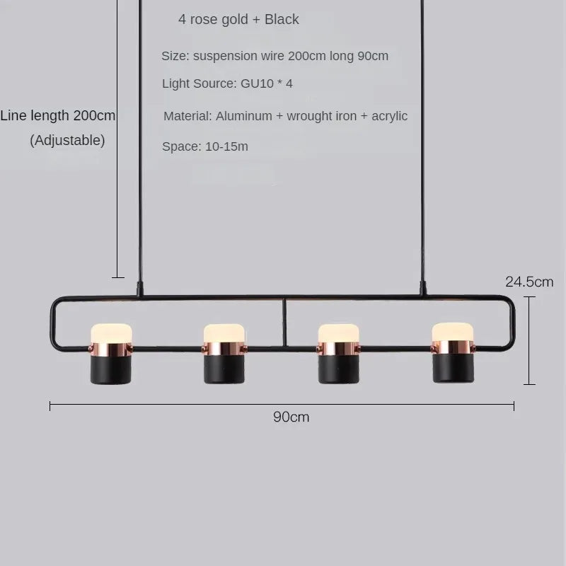 Nordic Designer Strip Restaurant Chandelier Minimalist Creative Bar Table Lamp, Bedroom Bedside Decoration Small GU10 Chandelier - vue 8 sur 14