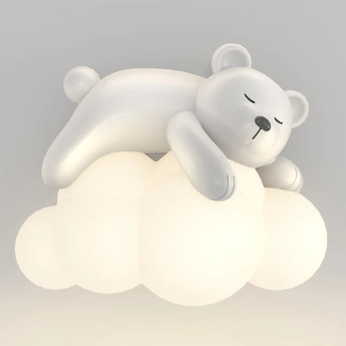 Applique murale ours polaire en forme de nuage blanc