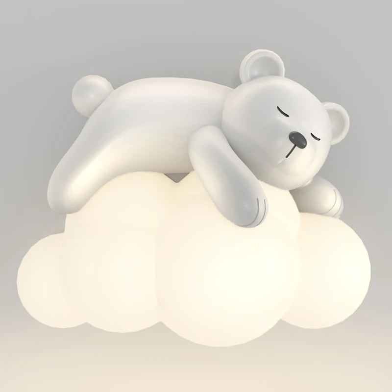 Applique murale ours polaire en forme de nuage blanc