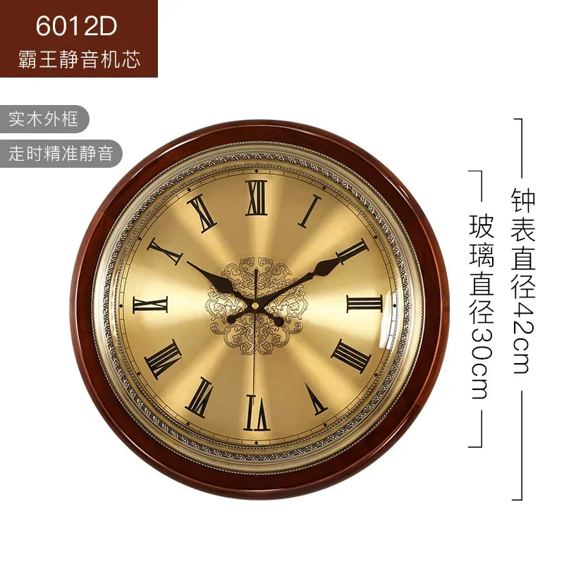 horloge murale luxe en bois et métal style rétro silencieuse - vue 12 sur 14