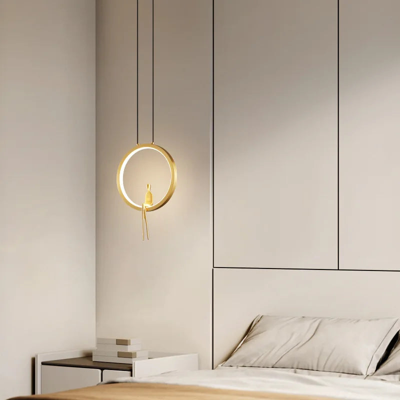 suspension lumineuse en cuivre pour décoration moderne - vue 4 sur 7