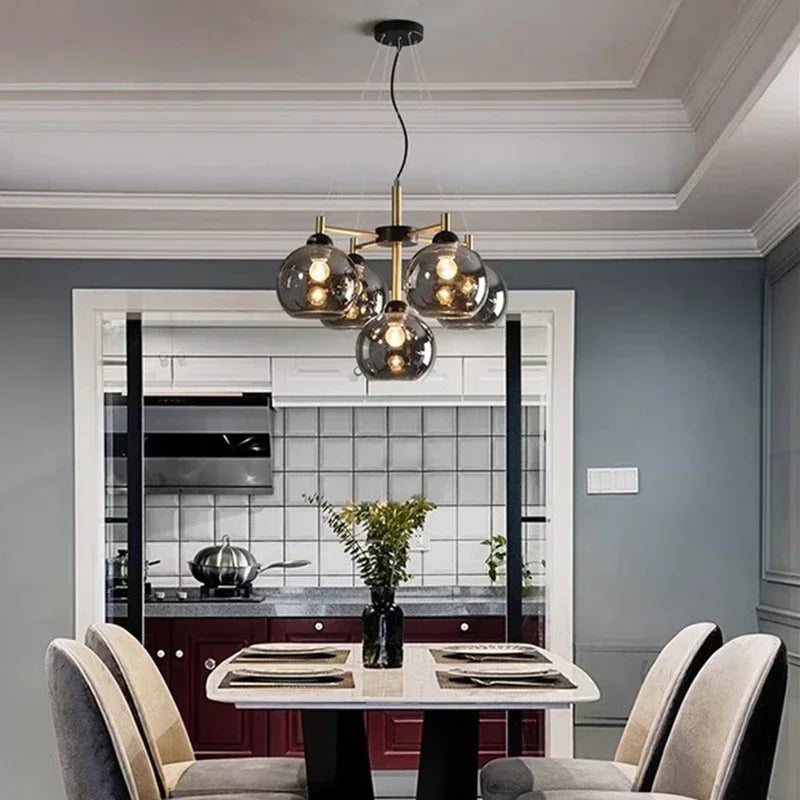 lustre nordique en cuivre verre design moderne avec haricots magiques - vue 4 sur 12