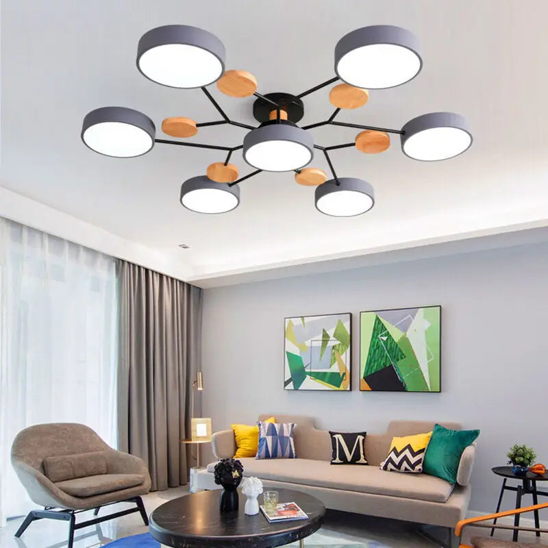 lustre led minimaliste nordique en bois pour éclairage intérieur