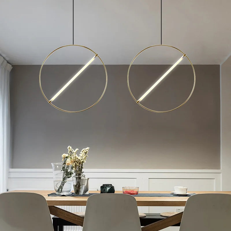 suspension LED design moderne simple luminaire décoratif rond - vue 4 sur 8