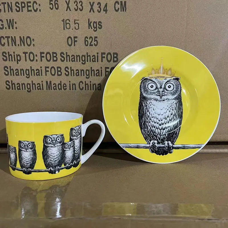 tasse porcelaine fine motif visage italien design bureau