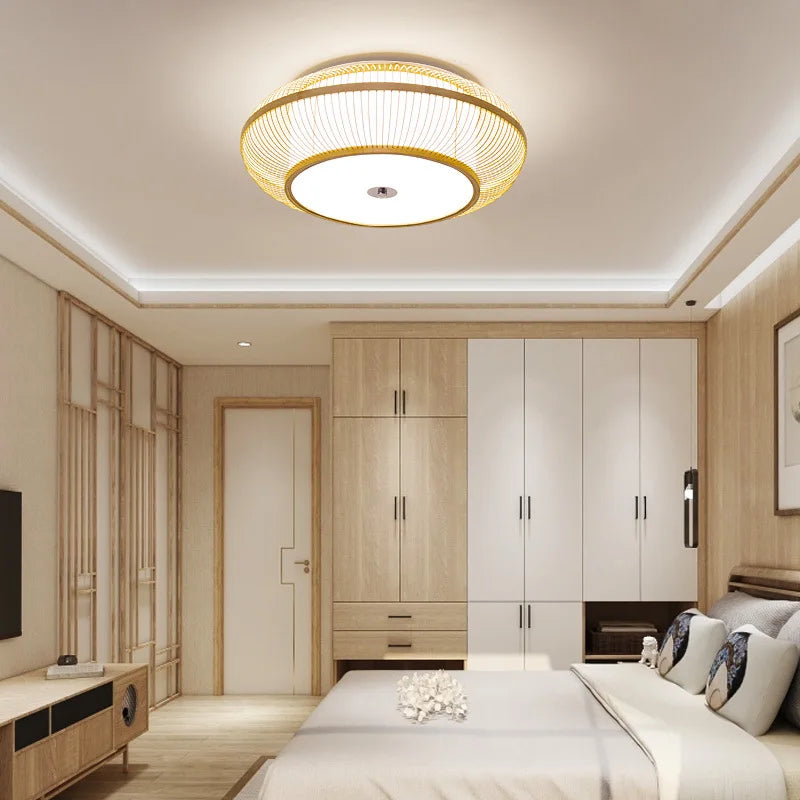 Plafonnier de Style chinois plafonnier en bois grande taille salon chambre lumière Foyer luminaires de cuisine lumières 45/50/60 cm