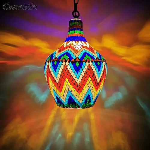 lustre en vase d'art bohème pour décoration intérieure artisanale - vue 4 sur 13