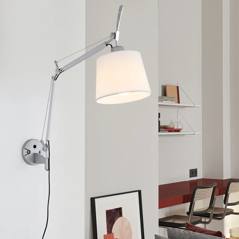applique murale industrielle nordique pliable avec bras long pivotant