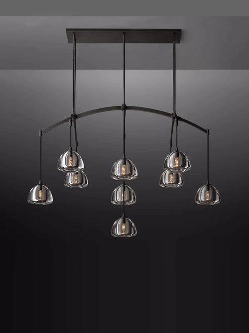 lustre rétro américain en laiton et cristal pour un éclairage élégant - vue 5 sur 20