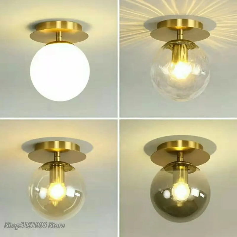 Lampes de plafond en verre boule ronde moderne pas cher pour Restaurant allée couloir balcon décoration luxe Led plafonniers