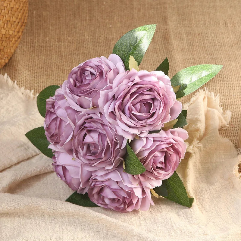 bouquet de roses artificielles décoration intérieure et extérieure fleurs faux - vue 7 sur 18