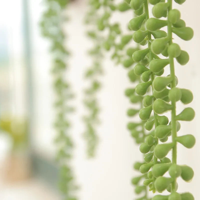 plantes succulentes artificielles décoratives en rotin pour jardin suspendu - vue 3 sur 8